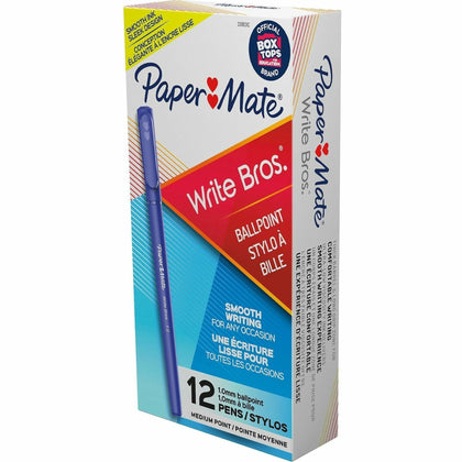 Paper Mate Write Bros. Blue Ballpoint Pens - Medium Point - 1 Dozen
