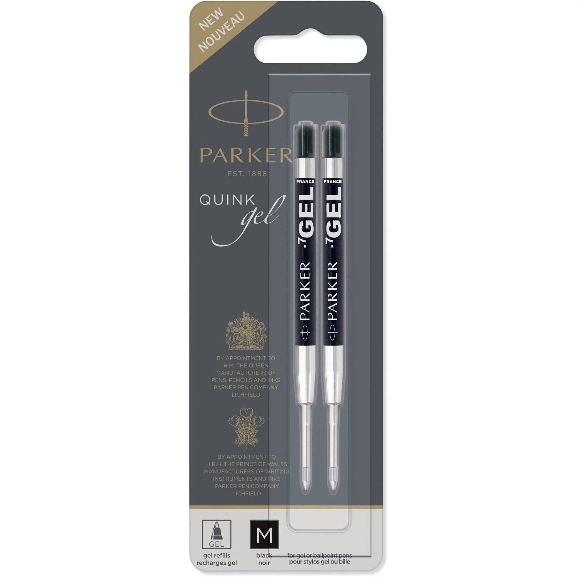 Parker Ballpoint Gel Pen Refill: Smooth Writing Black Ink - 2 Pack - Refills