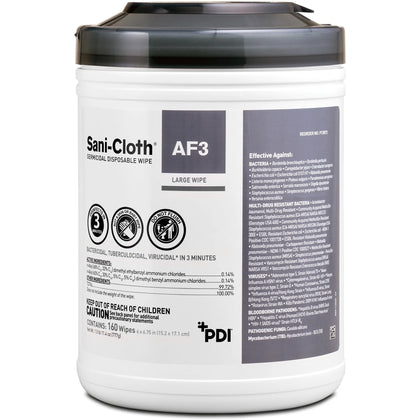 PDI Sani-Cloth AF3 Germicidal Wipes: Alcohol-Free Virucidal Disinfectant - 160/Tub - Cleaning Wipes