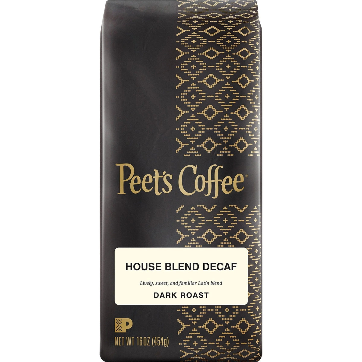 Peet’s Coffee Ground House Blend Decaf: Dark Roast 16 oz - Decaffeinated