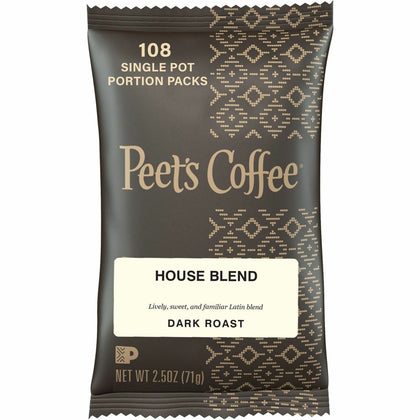 Peet’s Coffee™ House Blend: Regular Medium Roast - 2.5 oz Per Pack - 18/Box - Coffee