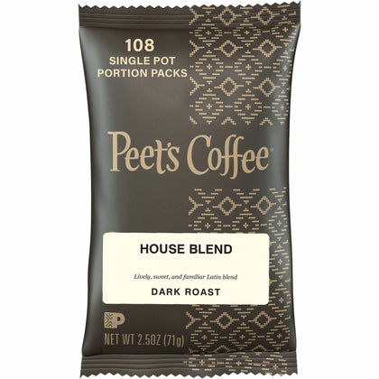 Peet’s Coffee™ House Blend: Regular Medium Roast - 2.5 oz Per Pack - 18/Box - Coffee