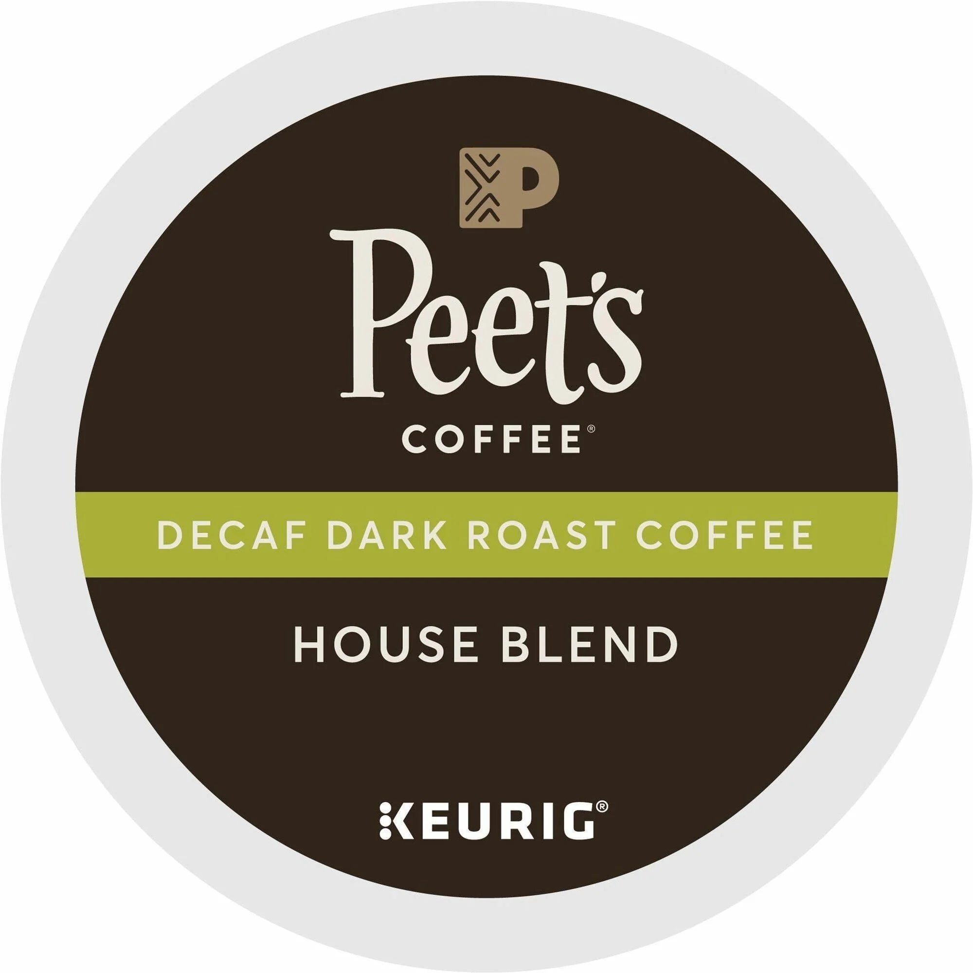 Peet’s Coffee K-Cup House Blend Decaf 22 / Box Dark for Keurig Brewer Decaffeinated (GMT2408)
