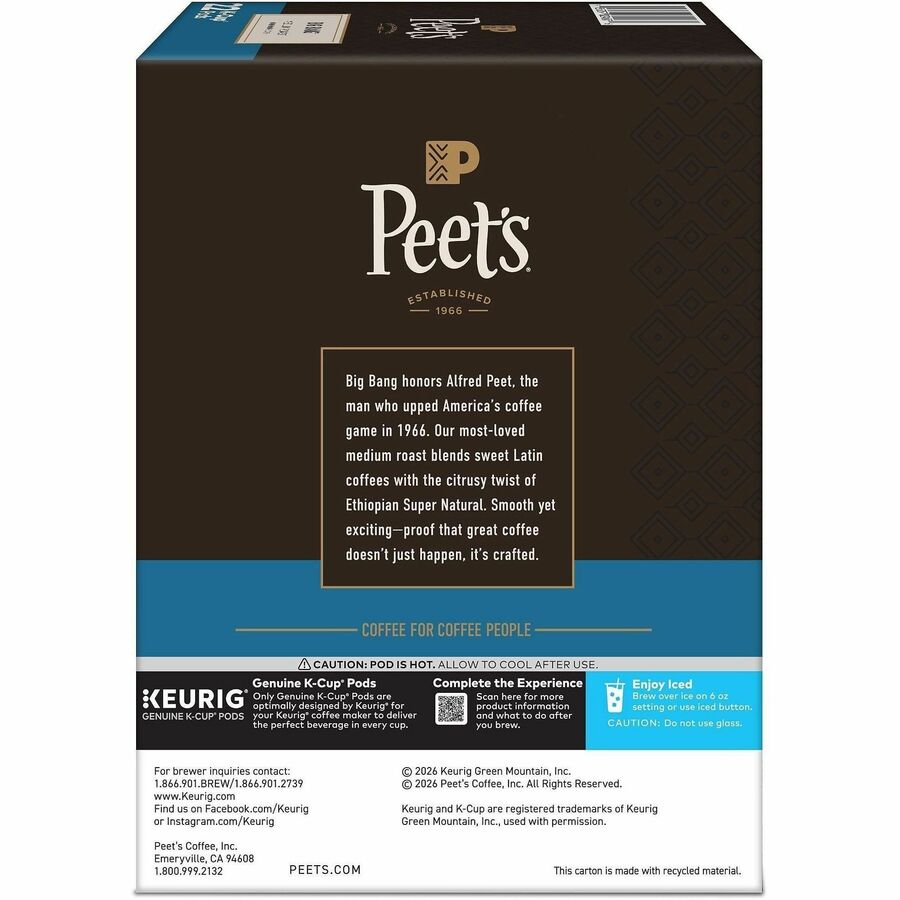 Peet’s Coffee® K-Cup Big Bang Coffee - Compatible with Keurig Brewer - Medium - 22 / Box