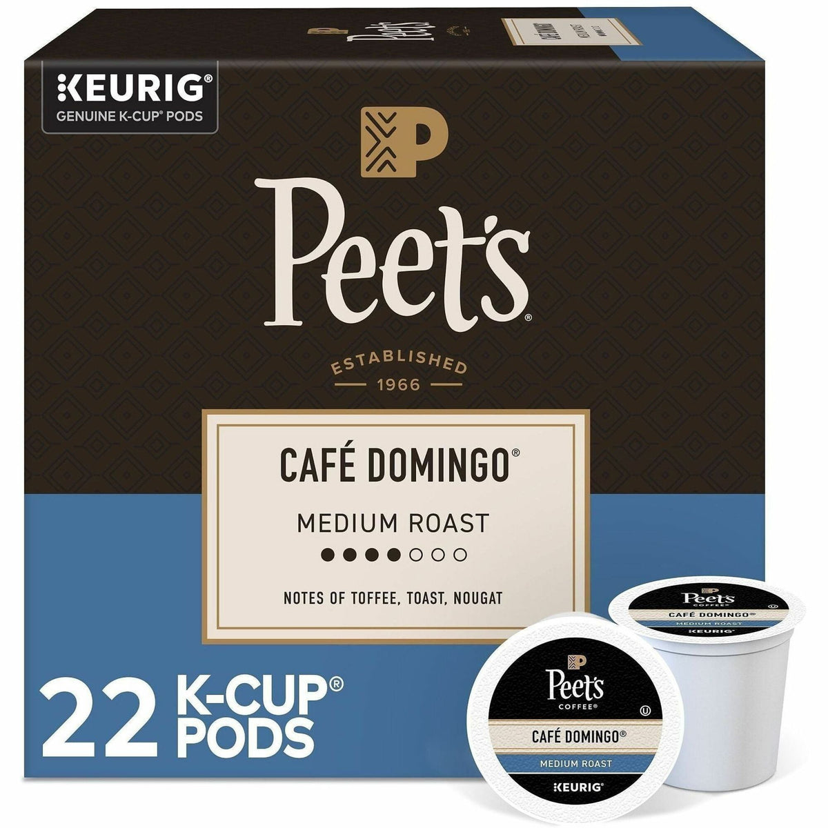 Peet’s Coffee® K-Cup Cafe Domingo Coffee - Compatible with Keurig Brewer - Medium - 22 / Box