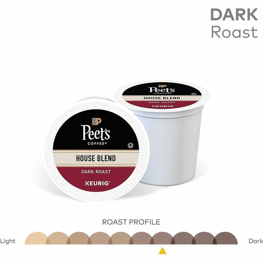 Peet’s Coffee® K-Cup House Blend Coffee - Compatible with Keurig Brewer - Dark - 22 / Box