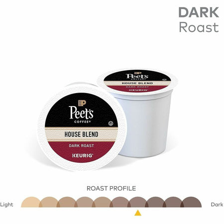 Peet’s Coffee® K-Cup House Blend Coffee - Compatible with Keurig Brewer - Dark - 22 / Box
