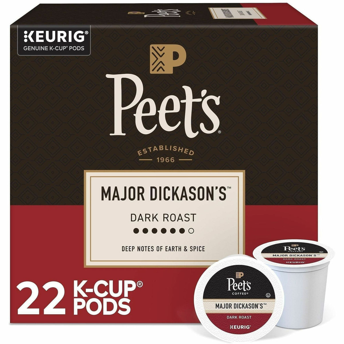 Peet’s Coffee® K-Cup Major Dickason’s Blend Coffee - Compatible with Keurig Brewer - Dark