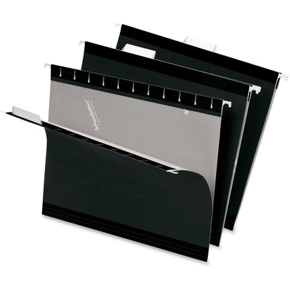 Pendaflex 1/5 Tab Cut Letter Hanging Folders - Black Reinforced - Eco-Friendly - 25/Box - & Accessories