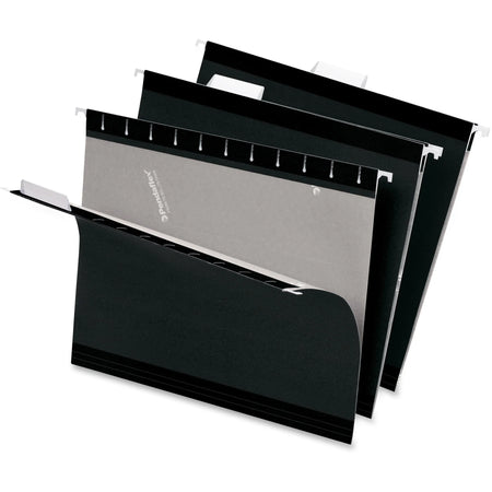 Pendaflex 1/5 Tab Cut Letter Hanging Folders - Black Reinforced - Eco-Friendly - 25/Box - & Accessories