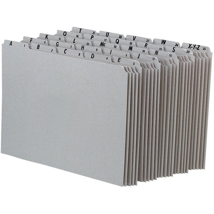Pendaflex Alphabetical File Guide Set: A-Z Printed Tabs Gray Pressboard Divider - 25/Set - Filing Guides
