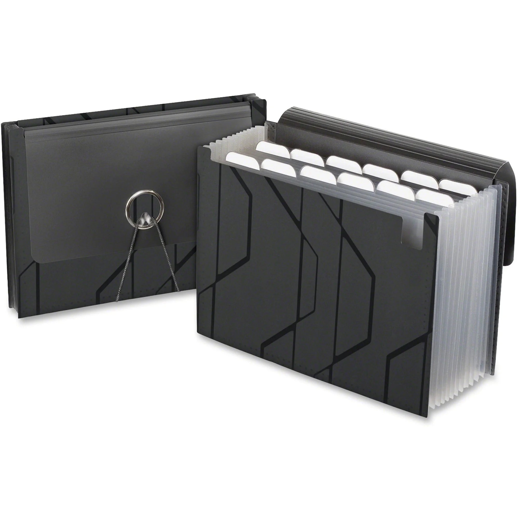 Pendaflex Expanding File: 13-Pocket Poly Organizer - Black Elastic Closure - Files