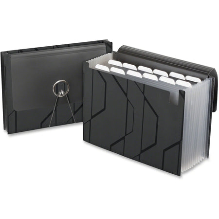 Pendaflex Expanding File: 13-Pocket Poly Organizer - Black Elastic Closure - Files