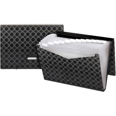 Pendaflex Letter Recycled Expanding File - 8 1/2’’ x 11’’ - 13 Pocket(s) - Black - Water Proof Tear Resistant Flap
