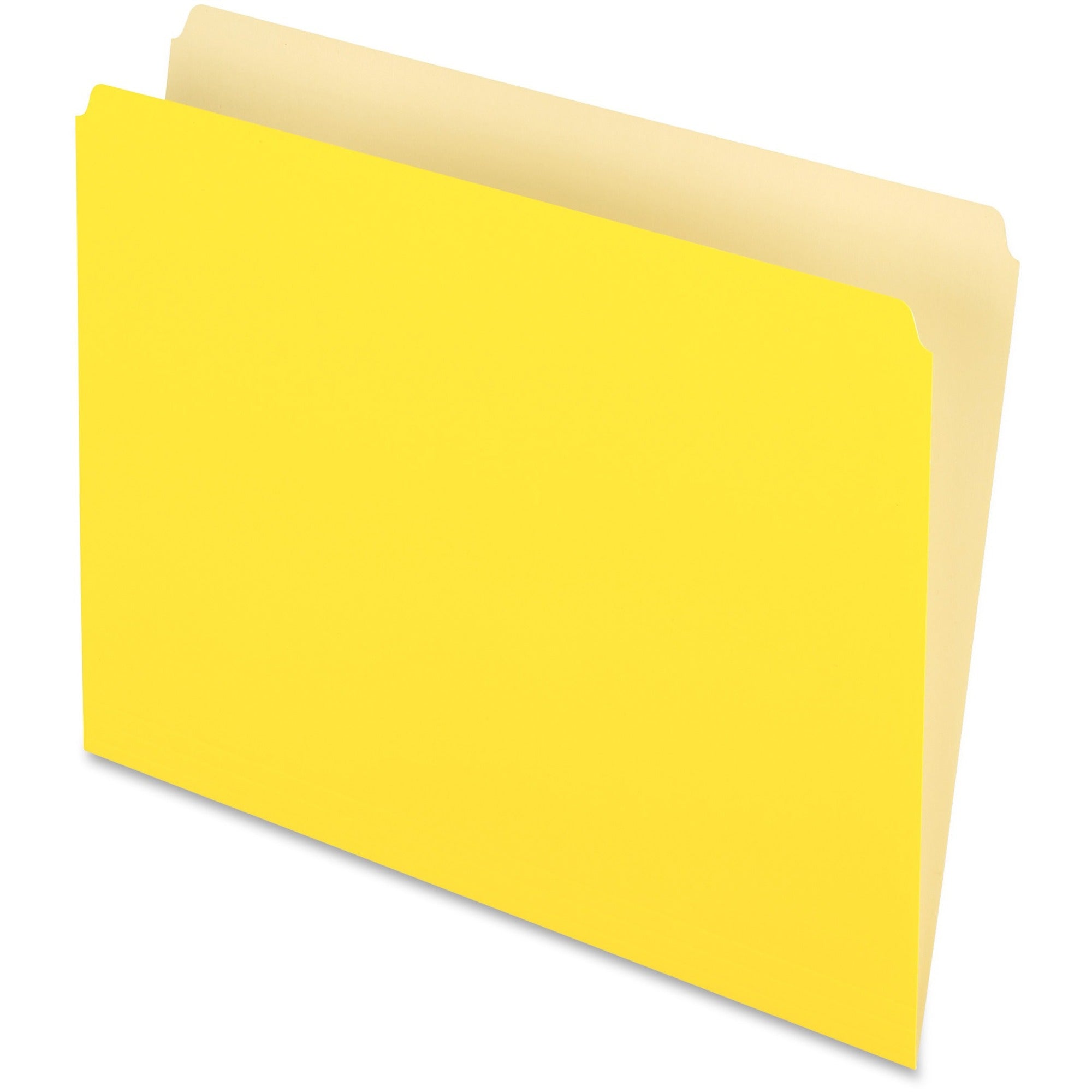 Pendaflex Letter Recycled File Folders - Yellow - 100/Box - Top Tab