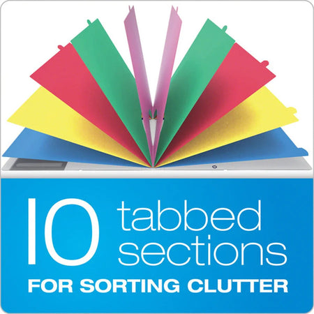 Pendaflex Poly Project Sorter: 10 Dividers Multicolor Elastic Closure - Filing Jackets & Pockets