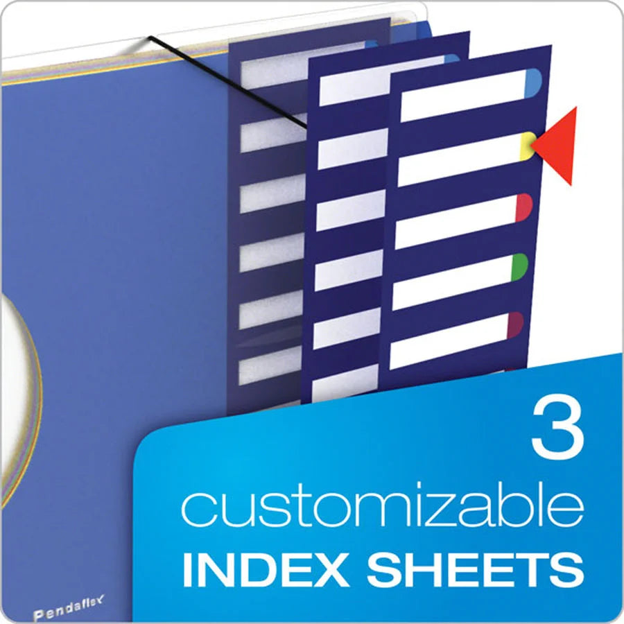 Pendaflex Poly Project Sorter: 10 Dividers Multicolor Elastic Closure - Filing Jackets & Pockets