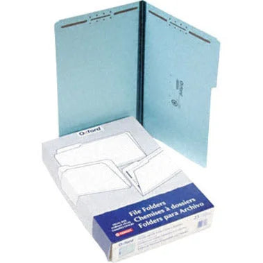 Pendaflex Recycled Top Tab File Folders - 25/Box - Blue Pressboard - Fastener