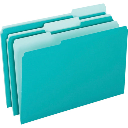 Pendaflex Recycled Top Tab File Folders - Aqua - 100/Box