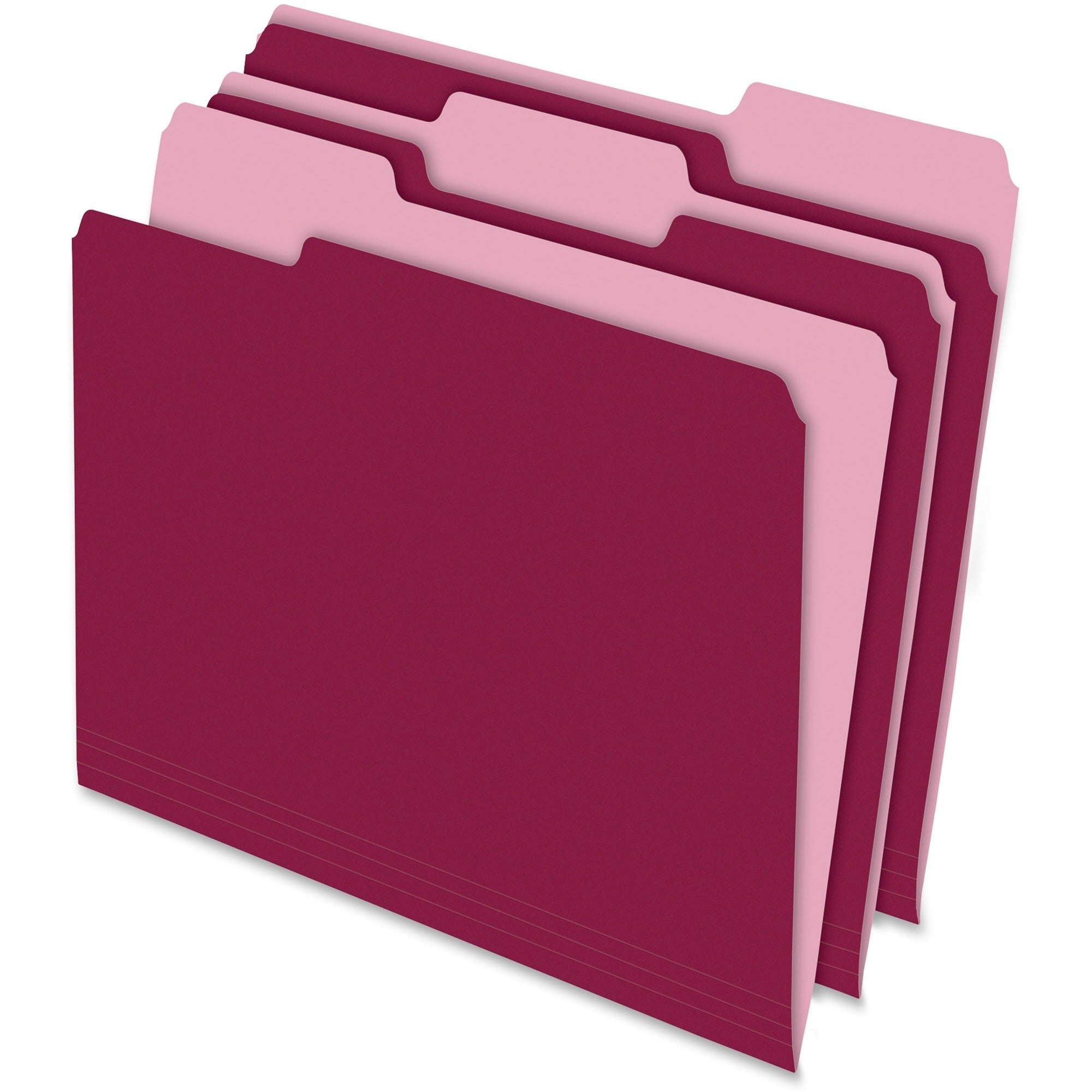 Pendaflex Recycled Top Tab File Folders - Assorted Position - Burgundy - 100/Box