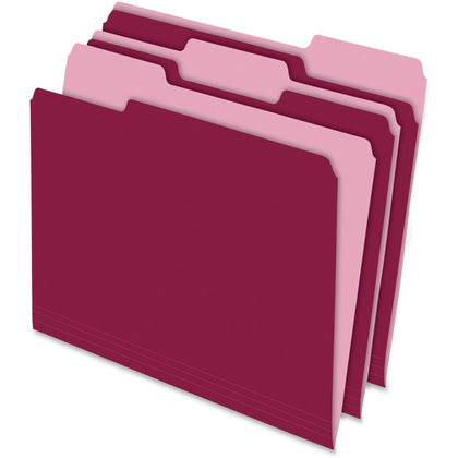 Pendaflex Recycled Top Tab File Folders - Assorted Position - Burgundy - 100/Box