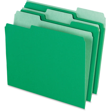 Pendaflex Recycled Top Tab File Folders - Letter Size - Assorted Positions - Green - 100/Box