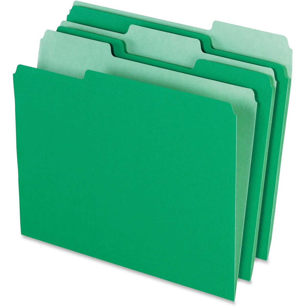 Pendaflex Recycled Top Tab File Folders - Letter Size - Assorted Positions - Green - 100/Box