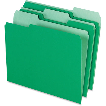 Pendaflex Recycled Top Tab File Folders - Letter Size - Assorted Positions - Green - 100/Box