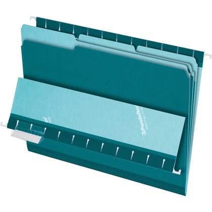 Pendaflex Recycled Top Tab File Folders - Teal - 100/Box