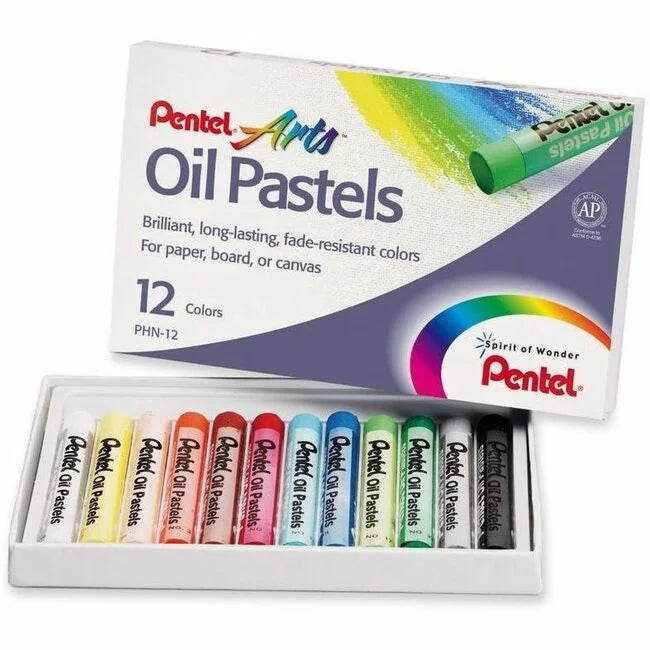 Pentel Arts Oil Pastels - Assorted Colors - Set of 12 - Pastel Sticks