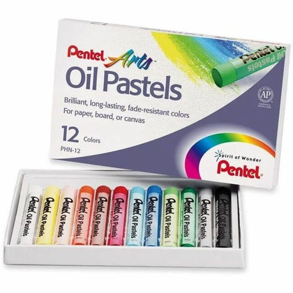 Pentel Arts Oil Pastels - Assorted Colors - Set of 12 - Pastel Sticks