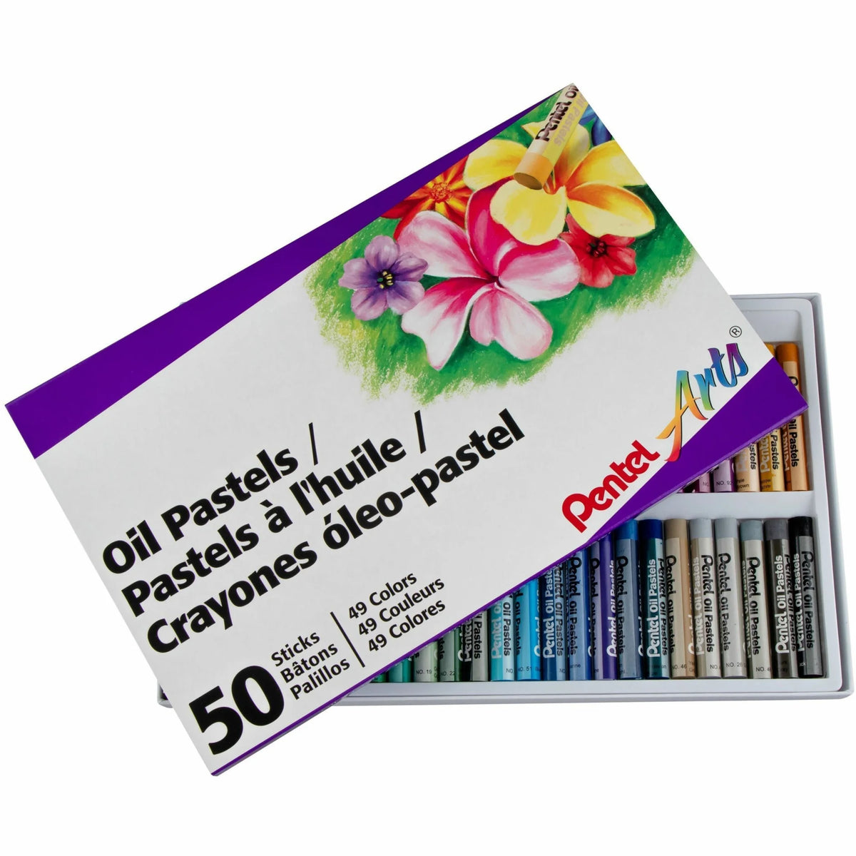 Pentel Arts Oil Pastels - Set of 50 Vibrant Colors - Pastel Sticks