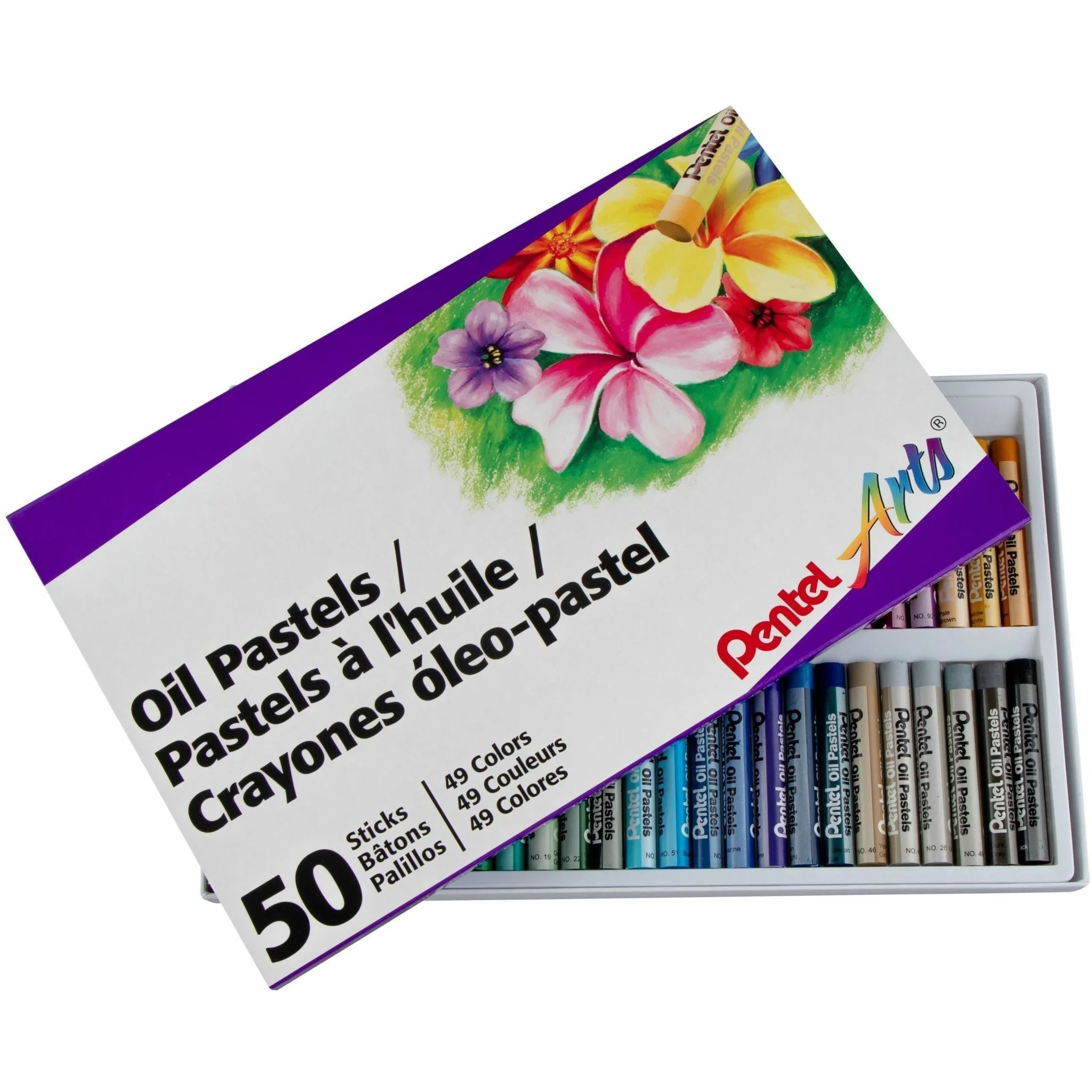 Pentel Arts Oil Pastels - Set of 50 Vibrant Colors - Pastel Sticks