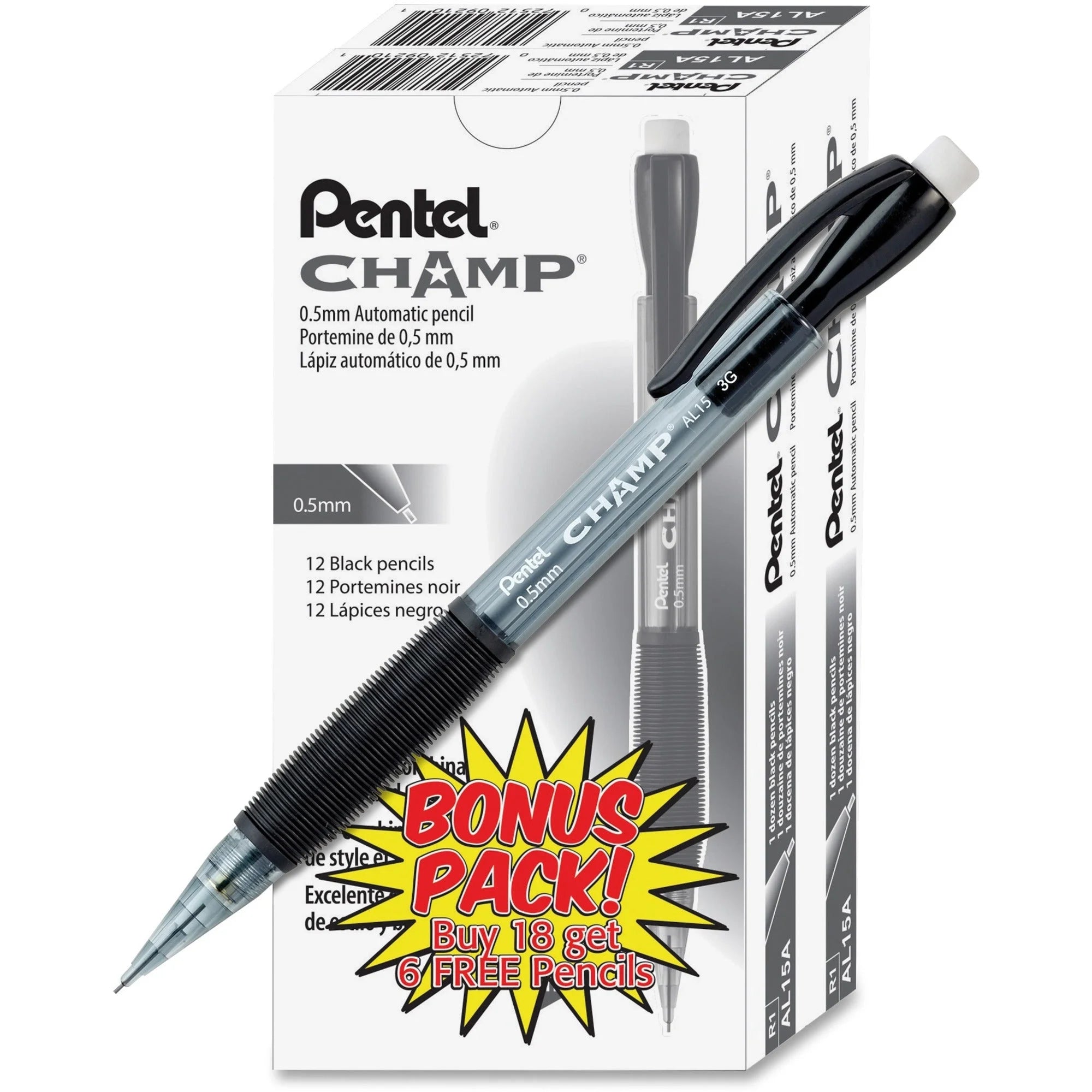 Pentel Champ Mechanical Pencils: 0.5mm Black Lead HB Refillable - 24 Pack - Pencils