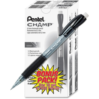 Pentel Champ Mechanical Pencils: 0.5mm Black Lead HB Refillable - 24 Pack - Pencils