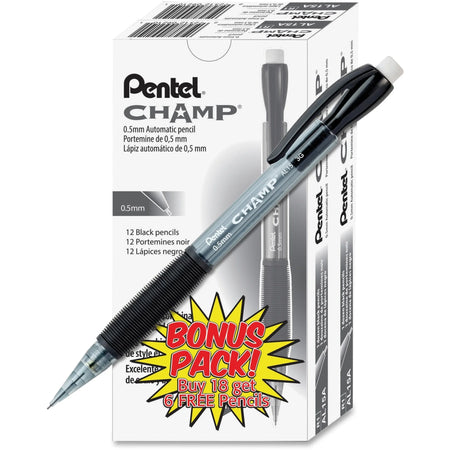 Pentel Champ Mechanical Pencils: 0.5mm Black Lead HB Refillable - 24 Pack - Pencils