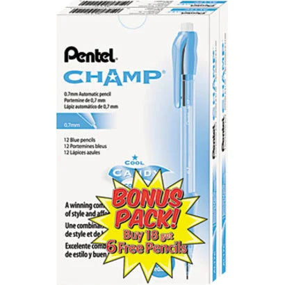 Pentel Champ Mechanical Pencils - 0.7mm Blue Lead - 24 Pack
