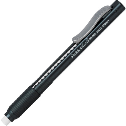 Pentel Clic Eraser: Black Barrel Pen Refillable - 12/Box - Erasers