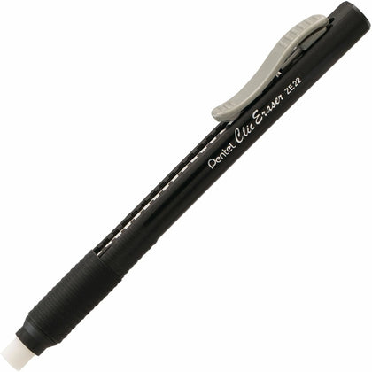 Pentel Clic Eraser: Black Barrel Pen with Retractable Grip - Erasers