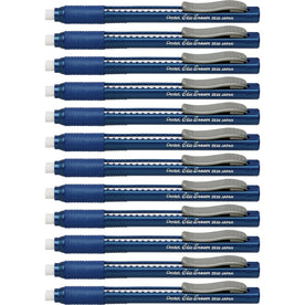 Pentel Clic Eraser: Blue Barrel Pen - Refillable Retractable - 12/Box - Erasers
