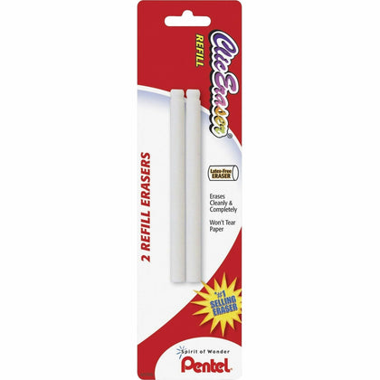 Pentel Clic Eraser Refills: White Non-abrasive - 2-Pack - Erasers