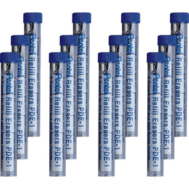 Pentel Mechanical Pencil Eraser Refills - White - Convenient 5/Tube - Pack of 12 - Erasers