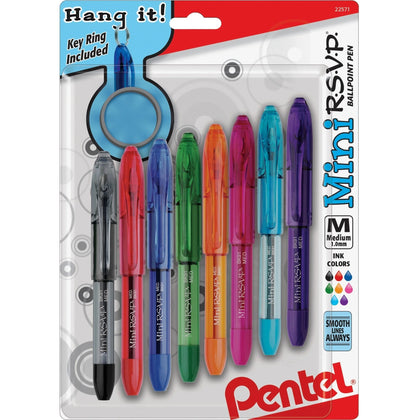 Pentel Mini R.S.V.P. Ballpoint Pens - Assorted Ink - 8 Pack