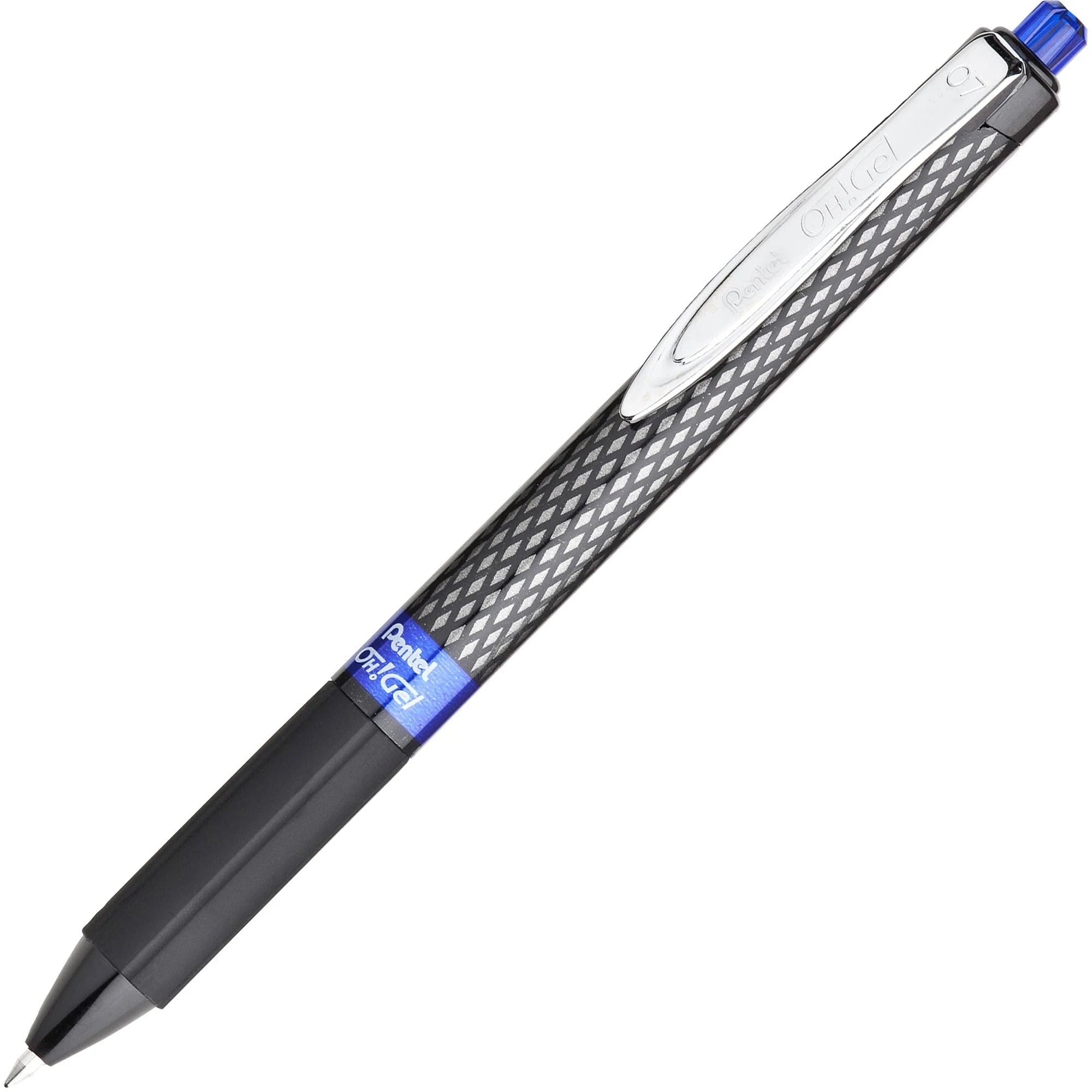 Pentel OH! Gel Pens - 0.7mm Medium Point Blue Ink - Carbon Fiber Barrel