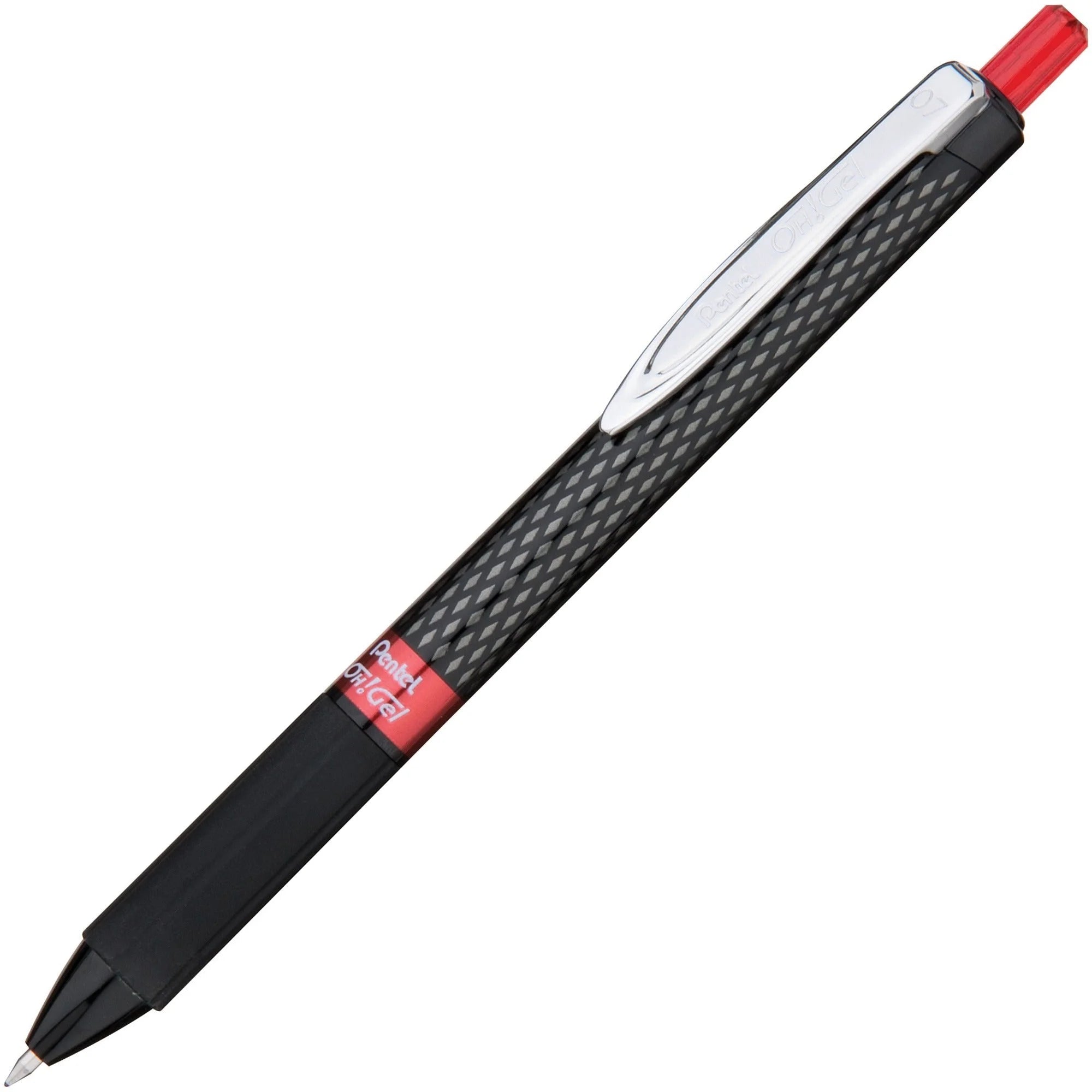 Pentel OH! Gel Pens - 0.7mm Medium Point Red Ink - Carbon Fiber Barrel