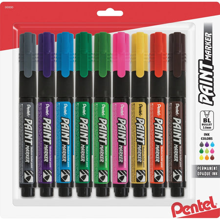 Pentel Opaque Paint Markers - 0.3mm Bullet Point - Assorted Ink - 9 Pack - & Dry-Erase