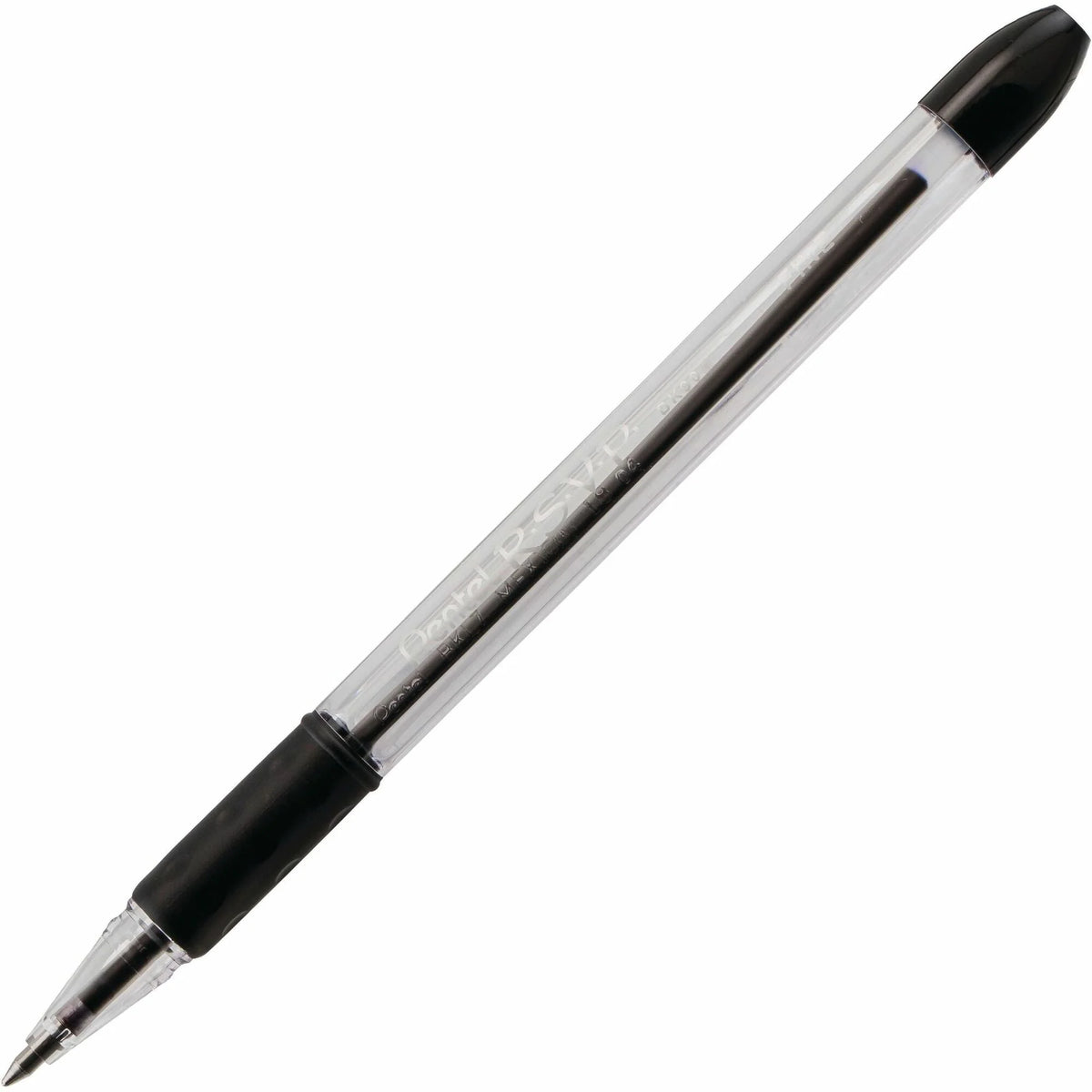 Pentel R.S.V.P. Ballpoint Pens - 0.7mm Fine Point - Refillable Black Ink - Clear Barrel