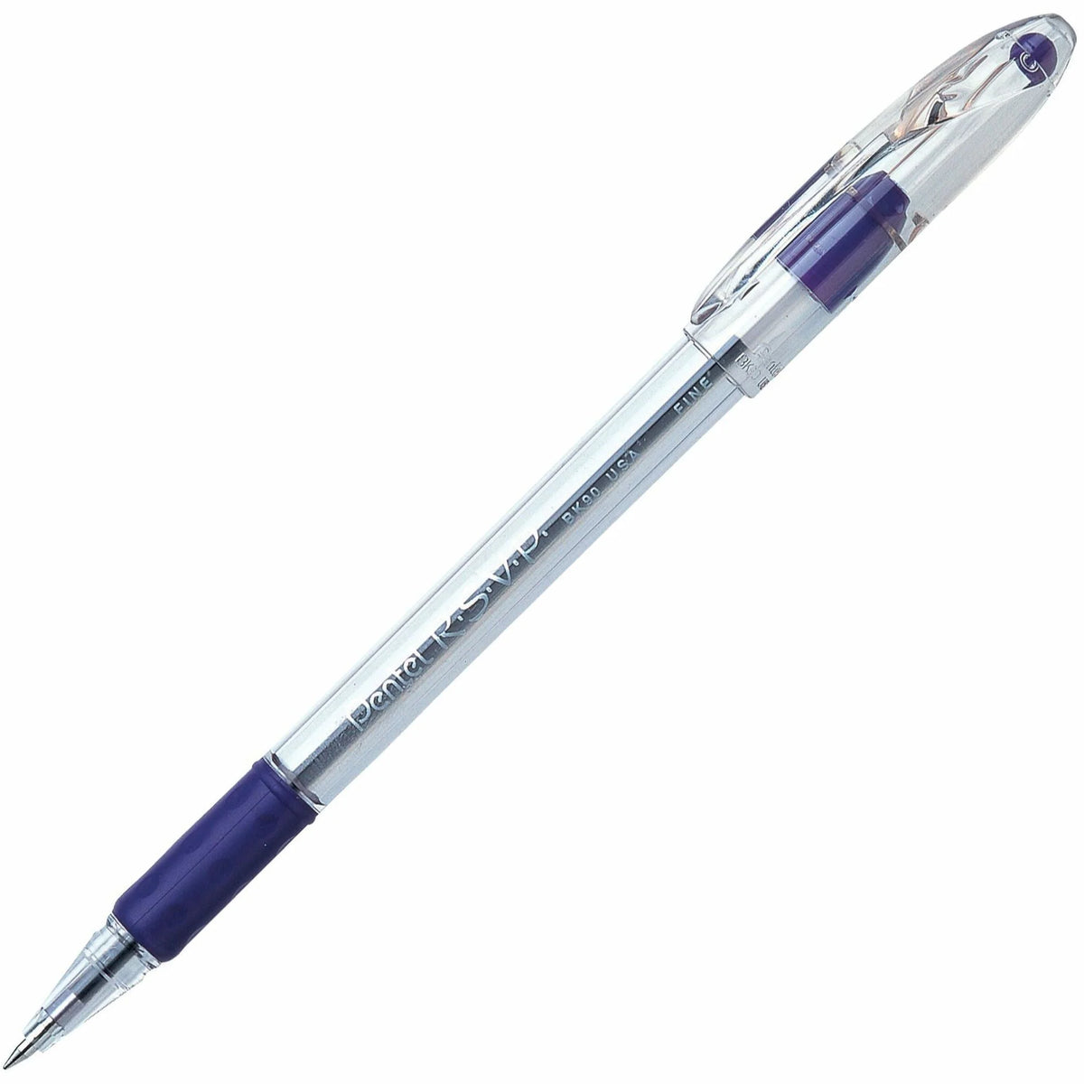 Pentel R.S.V.P. Violet Ballpoint Pen - 0.7mm Fine Point - Refillable & Clear Barrel - Pens
