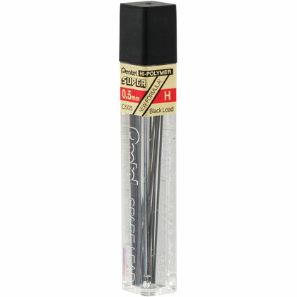 Pentel Super Hi-Polymer 0.5mm Fine Point Black Leads - 12 Pack - Refills