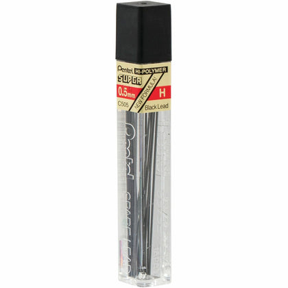Pentel Super Hi-Polymer 0.5mm Fine Point Black Leads - 12 Pack - Refills